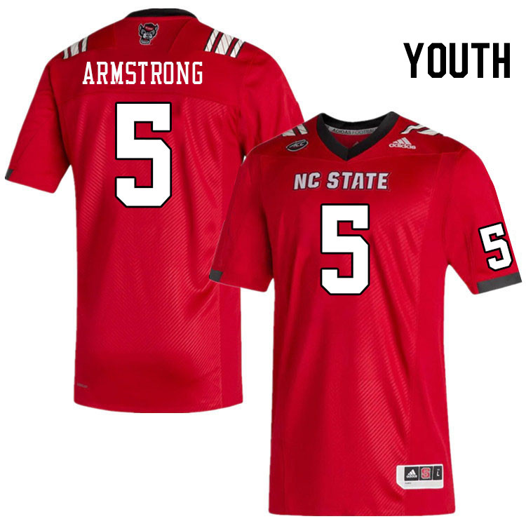 Youth #5 Brennan Armstrong North Carolina State Wolfpacks College Football Jerseys Stitched-Red